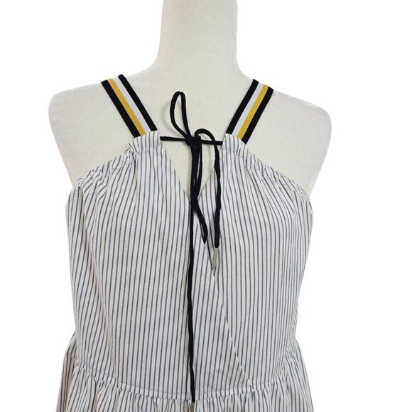 Current Air Women Sleeveless Pin Stripped Tiered Midi Dress Travel Vacation Sz S - Picture 4 of 9
